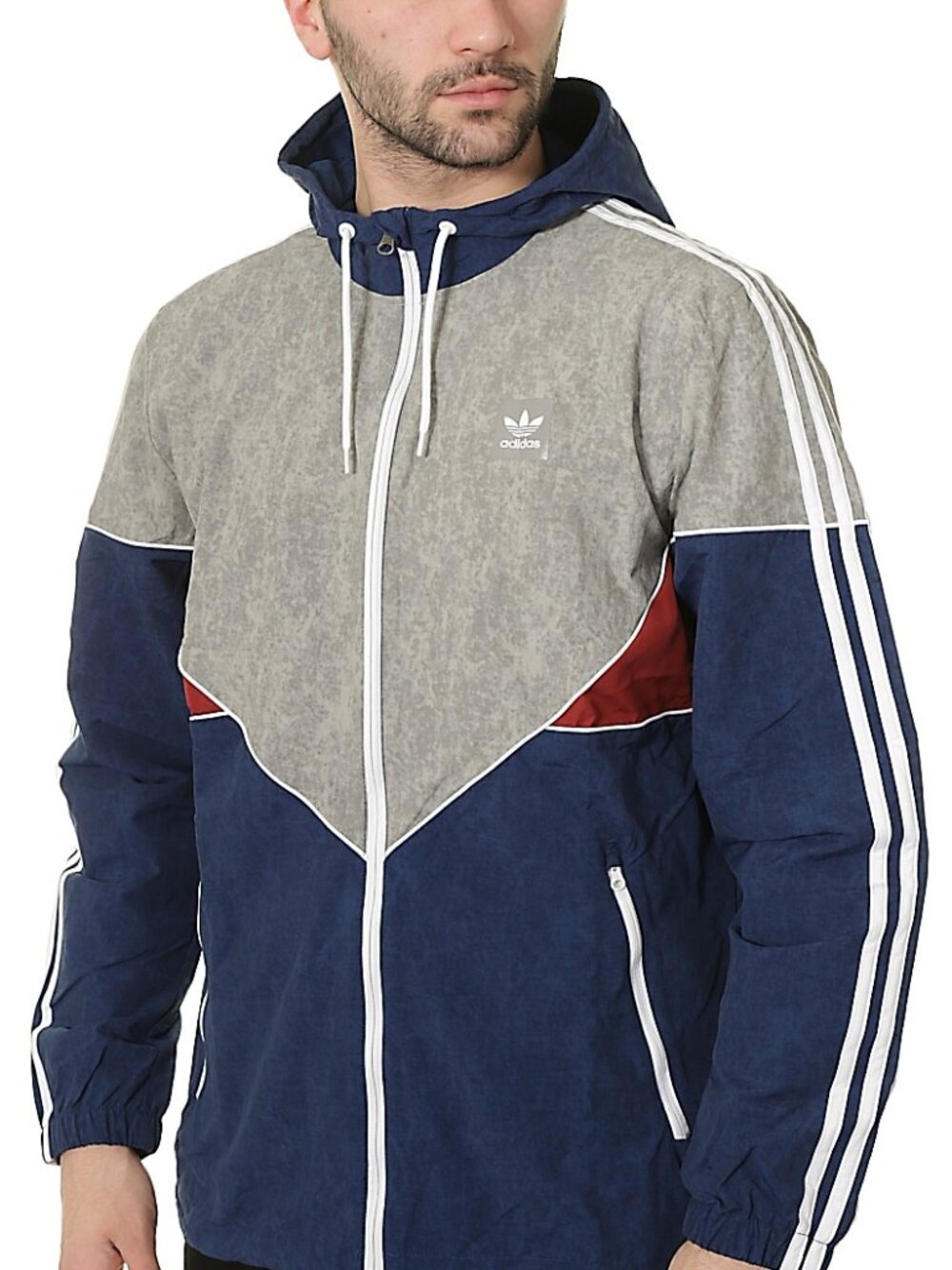 Adidas | Blue Colorblock Windbreaker Jacket Hooded | Size M